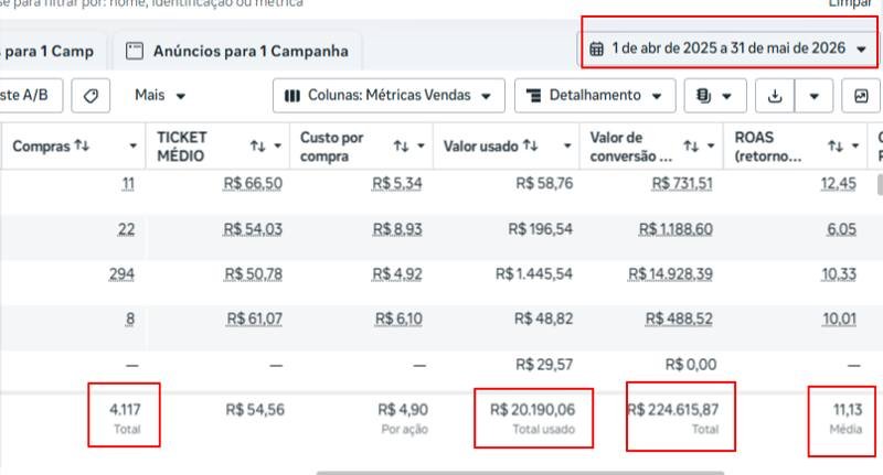 Resultado de campanha - restaurante, 14 meses